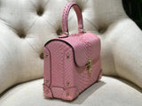 Mini Python Leather Rivet Top Handle Cross Body Bags  Pink