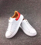 Ostrich Leather Shoes Block-Color Hank White  Platform Sneakers