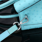 Ostrich Leather Top Handle Shoulder Bags 32cm Blue