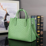 Ostrich Leather Top Handle Shoulder Bags 32cm Green