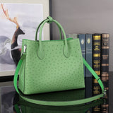 Ostrich Leather Top Handle Shoulder Bags 32cm Green
