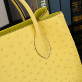 Ostrich Leather Top Handle Shoulder Bags 32cm Yellow