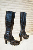 Preorder Crocodile Belly Leather  Long Boots