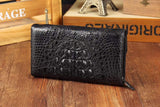 Preorder Crocodile Skin Belly Leather Trifold Wallet Clutches For Men Black