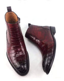 Preorder Customs Mans Handmade Lace Up Leather Ankle Boots Vintage Crocodile Belly Leather