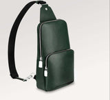 Preorder Dark Green Ostrich Skin Leather Chest Sling Bag