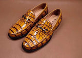 Preorder Genuine Crocodile Leather Penny Loafers  Slip-On Shoes Vintage Blue