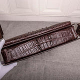 Preorder Mens Crocodile Leather Briefcase Laptop Computer Handbag Brown