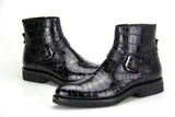 Preorder Mens Crocodile Leather Cropped Lace Up Derby Toe Cap Boots