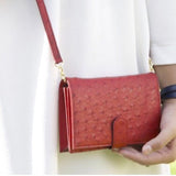 Preorder Womens Ostrich Leather Clutch Shoulder Cross body Bag