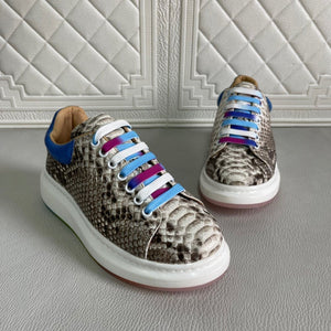 Python Leather Fashion White Shoes Womens Height Increase Sneakers Casual Shoes Female Travel Footwear