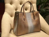 Python Leather Tote Shoulder Cross Body Bags For Women Gold