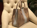 Python Leather Tote Shoulder Cross Body Bags For Women Gold
