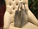 Python Leather Tote Shoulder Cross Body Bags For Women Silver