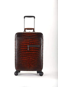 Retro Crocodile  Leather Trolley/Roll Aboard Suitcase Weekend/Travel Bag Trolley Case Universal Wheels Box Suitcase Pull Case