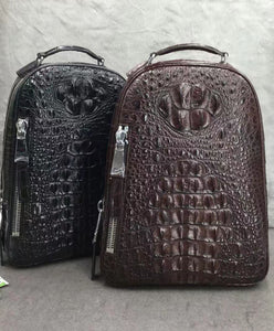 Rossie Viren Crocodile Skin Leather Backpack Large