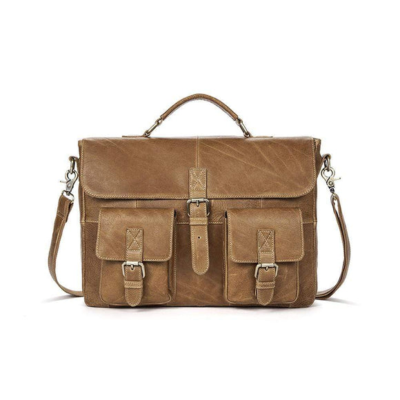 Rossie Viren  Men Leather Bag Vintage Leather Laptop Briefcase Postman Handbag Unisex New