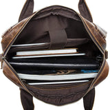 Rossie Viren Men's Briefcase Leather Laptop Bag 14'' Genuine Leather Men Messenger Shoulder Bags Men's Crossbody Handbag