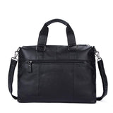 Rossie Viren  Men's Bunished Vintage Leather14" Laptop Shoulder Top Handle Bags Black