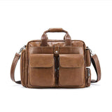 Rossie Viren  Men's Large Handmade Vintage Leather Briefcase Messenger Shoulder Bag