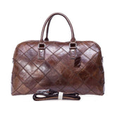Rossie Viren Vintage Genuine Leather Quilted Travel Duffel Weekend Carry On Luggage Shoulder Bags