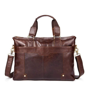 Rossie Viren Vintage Leather Briefcase Work Bag Laptop Satchel Handbag