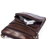 Rossie Viren Vintage Leather Deluxe Vertical Messenger Shoulder Bag