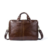 Rossie Viren Vintage Leather Expandable 14"Laptop Business Briefcase Carryall,Brown