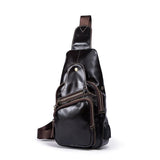 Rossie Viren Vintage Leather Sling Bag Shoulder USB Charging Crossbody Men Chest Bags Outdoor Sport Travel Daypack