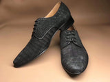 Sanded Crocodile Leather Lace Up Shoes