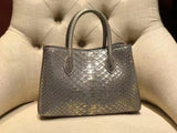 Small Python Leather Tote Shoulder Cross Body Bags For Women Silver