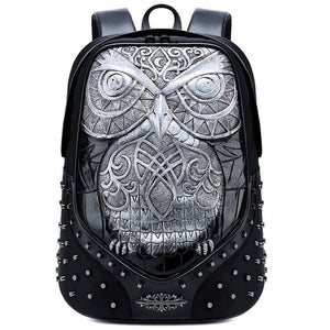 Studded Backpack 3D Owl Cartoon Laptop Computer Handbags Travelling Rucksack Bag