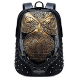 Studded Backpack 3D Owl Cartoon Laptop Computer Handbags Travelling Rucksack Bag