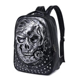Studded Backpack Halloween 3D Skull With Rose Rucksacks Laptop Computer Bags