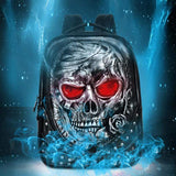 Studded Backpack Halloween 3D Skull With Rose Rucksacks Laptop Computer Bags