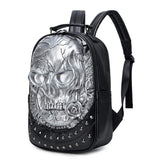 Studded Backpack Halloween 3D Skull With Rose Rucksacks Travel Bags