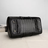Unisex Classic Genuine Crocodile Belly  Leather Travel Duffle Outdoor Leisure Large Capacity Simple Style Bag