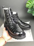 Unisex Crocodile Leather Martin boots Couple Shoes