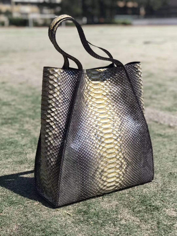 Unisex  Genuine Python  Leather Large  Hobo Bags
