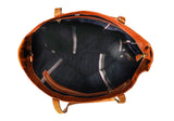 Unisex Large Vintage Vegetable Tanned Leather Padlock Tote Bag