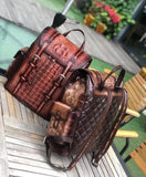 Vintage Crocodile Leather Backpack Bag