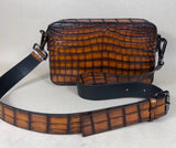 Vintage Genuine Skin Leather Shoulder Chest Cross Body Clutch Bag
