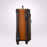 Vintage  Smooth  Cowhide Leather Voyager 4  Wheeled Leather Trolley Travel Bag