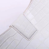 White  Crocodile Belly Leather Medium Hobo Bag  & Purse For Women