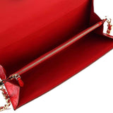 Women's Crocodile Leather  Pouches Chain Pouchette Clutch Bags Red