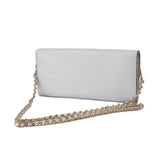 Women's Crocodile Leather  Pouches Chain Pouchette Clutch Bags White