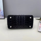 Women's Genuine Crocodile Bone Leather Small Tote Shoulder Bag