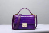 Women's Genuine Siamese Crocodile  Belly Leather  Tote  Top Handle  Bags Purple