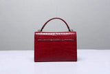 Women's Genuine Siamese Crocodile  Belly Leather  Tote  Top Handle  Bags Wine Red