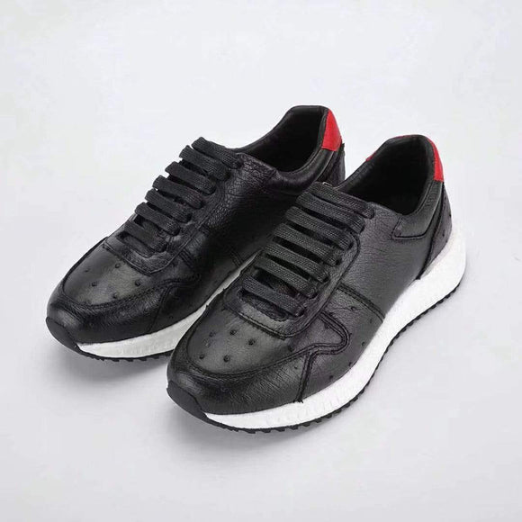 Women's Ostirch Leather Low Top Lace-Up Sneakers